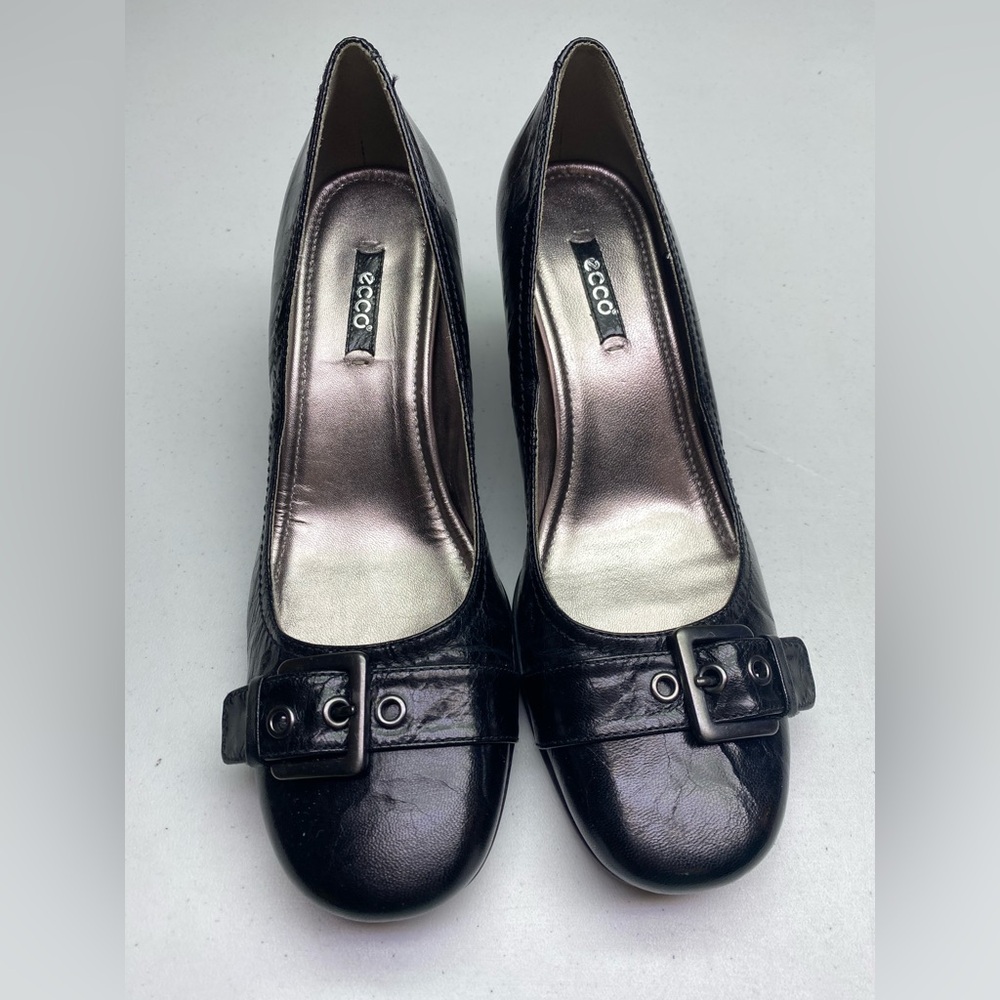 Ecco BLK Leather Heeled Pumps, EU 40/ US 9.5 Summer Sale